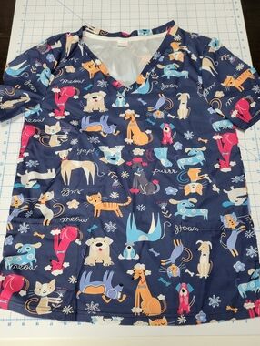 Pet Print Scrub Tops